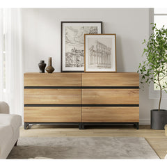 Dresser, 6 Drawers with Manufactured Wood and Metal Base