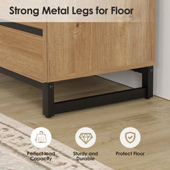 Dresser, 6 Drawers with Manufactured Wood and Metal Base