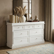 Dresser, 7 Drawers, Solid and Manufactured Wood, White