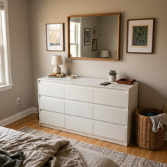 Dresser, 9 Drawers, Solid and Manufactured Wood, 63 Inch, White