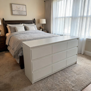 Dresser, 9 Drawers, Solid and Manufactured Wood, 63 Inch, White