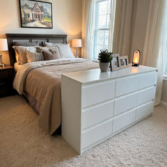 Dresser, 9 Drawers, Solid and Manufactured Wood, 63 Inch, White