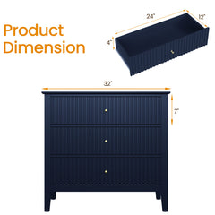 Dresser, Fluted Wood with Gloss Finish in Blue