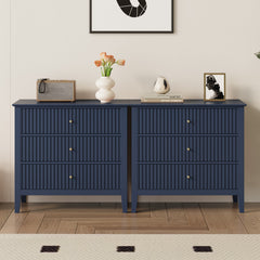 Dresser, Fluted Wood with Gloss Finish in Blue