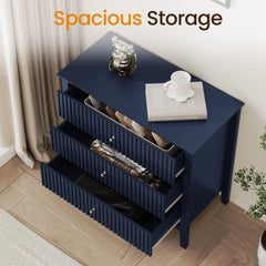 Dresser, Fluted Wood with Gloss Finish in Blue