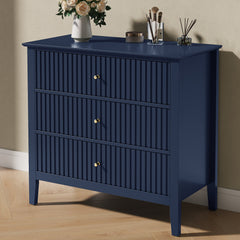 Dresser, Fluted Wood with Gloss Finish in Blue