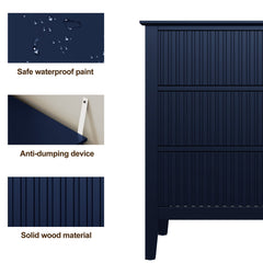 Dresser, Fluted Wood with Gloss Finish in Blue