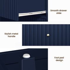 Dresser, Fluted Wood with Gloss Finish in Blue