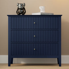 Dresser, Fluted Wood with Gloss Finish in Blue