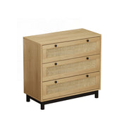 Dresser, Manufactured Wood, Woven Drawer Panels, Pine Legs, Oak