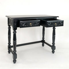 Dresser, Solid Pine Wood, Antique Black Top, Black Base