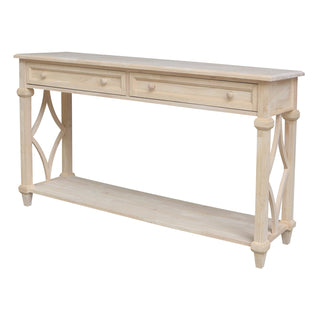 Dresser with Drawers and Shelves, Solid Rubberwood, Unfinished