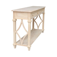 Dresser with Drawers and Shelves, Solid Rubberwood, Unfinished