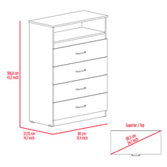 Dresser with Open Top Shelf, Black Wengue, Metal Handles