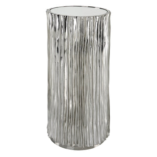 Drink Table, Mirrored Glass Top, Iron Base, Polished Nickel