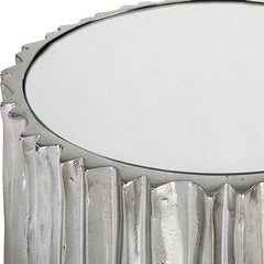 Drink Table, Mirrored Glass Top, Iron Base, Polished Nickel