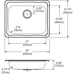 Drop-In Kitchen Sink, Celebrity, Single Bowl, Stainless Steel
