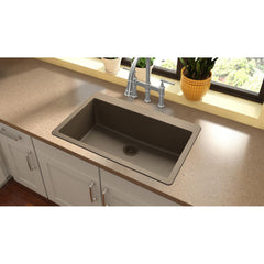 Drop-In Kitchen Sink, Classic, Single Bowl, Quartz, Mocha