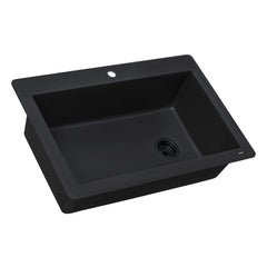 Drop-In Kitchen Sink, epiGranite, Single Bowl, Granite Composite, 33 Inch, Midnight Black