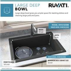 Drop-In Kitchen Sink, epiGranite, Single Bowl, Granite Composite, 33 Inch, Midnight Black