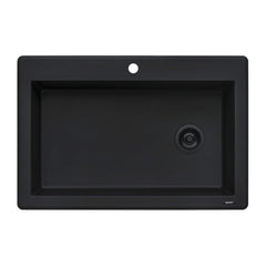 Drop-In Kitchen Sink, epiGranite, Single Bowl, Granite Composite, 33 Inch, Midnight Black