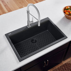 Drop-In Kitchen Sink, epiGranite, Single Bowl, Granite Composite, Midnight Black