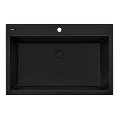 Drop-In Kitchen Sink, epiGranite, Single Bowl, Granite Composite, Midnight Black