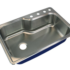 Drop-In Kitchen Sink, Meridian, Single Bowl, 33 In, Brushed Stainless Steel