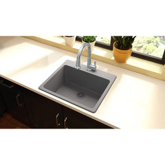 Drop-In Kitchen Sink, Quartz Classic, Single Bowl, Quartz, Greystone