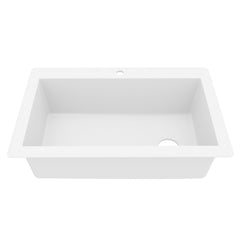 Drop-In Kitchen Sink, Single Bowl, 1-Hole, Quartz Composite, 33 x 22 Inch, White