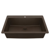 Drop-In Kitchen Sink, Large Single Bowl Quartz in Brown
