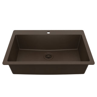 Drop-In Kitchen Sink, Large Single Bowl Quartz in Brown