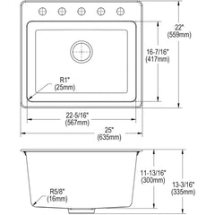 Drop-In Laundry Sink, Classic, Single Bowl, Quartz, Mocha