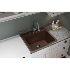 Drop-In Laundry Sink, Classic, Single Bowl, Quartz, Mocha