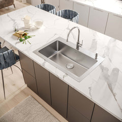Drop-In Topmount Kitchen Sink, Single Bowl, 16 Gauge Stainless Steel, 33 x 22 Inch