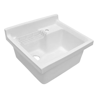 Drop-In Utility Sink, Single Bowl with Wire Basket in Vitreous China