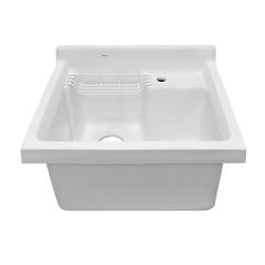 Drop-In Utility Sink, Single Bowl with Wire Basket in Vitreous China