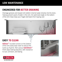 Drop-In Workstation Kitchen Sink, Rivet, 33 Inch Single Bowl in Stainless Steel