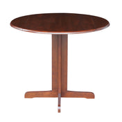 Drop Leaf Dining Table, Round Solid Rubberwood, Espresso