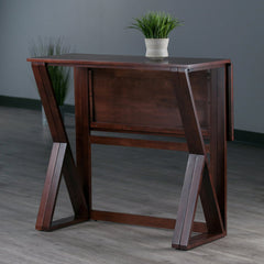 Drop Leaf High Table with One Leaf in Walnut Finish