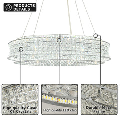 Drum Chandelier, 2 Tiers, 31.47 in Wide with Crystal Accents in Chrome