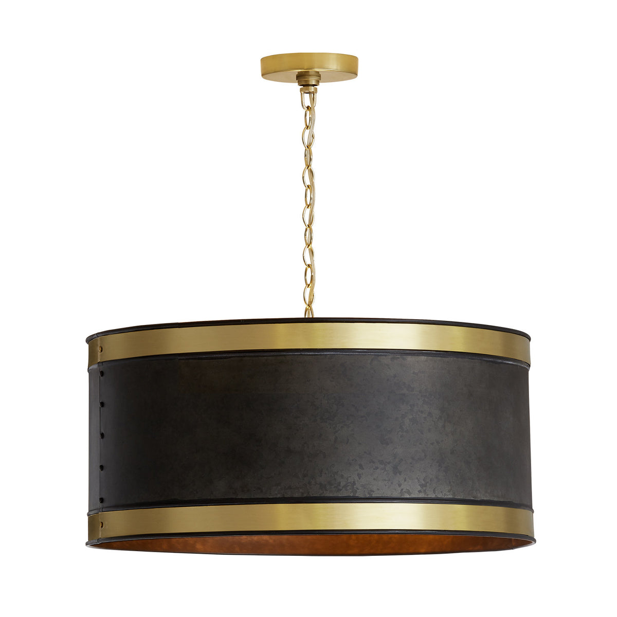 Drum Chandelier, 4-Light, Black Metal Finish