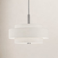 Drum Chandelier, 4-Light, Linen Blend Shade in Brushed Nickel