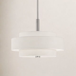 Drum Chandelier, 4-Light, Linen Blend Shade in Brushed Nickel