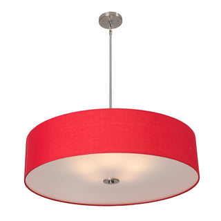 Drum Chandelier with 5 Lights in Chili Pepper Red Fabric and Metal Shade