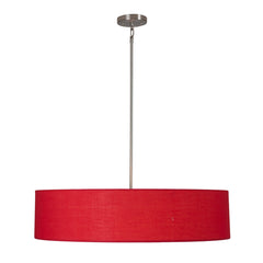 Drum Chandelier with 5 Lights in Chili Pepper Red Fabric and Metal Shade
