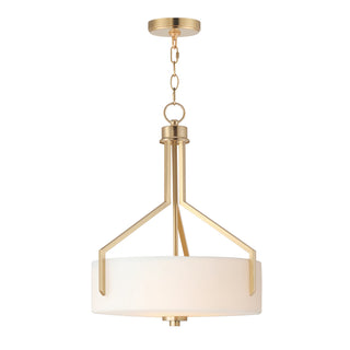 Drum Pendant Light, 3-Light, Satin Brass with White Frosted Glass