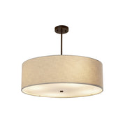 Drum Pendant Light, 6-Light, Cream Woven Fabric Shade with Dark Bronze Finish