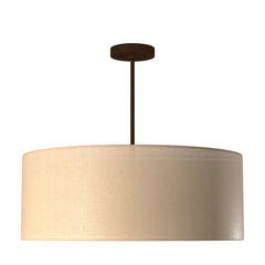 Drum Pendant Light, 6-Light, Cream Woven Fabric Shade with Dark Bronze Finish
