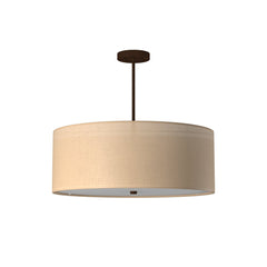 Drum Pendant Light, 6-Light, Cream Woven Fabric Shade with Dark Bronze Finish